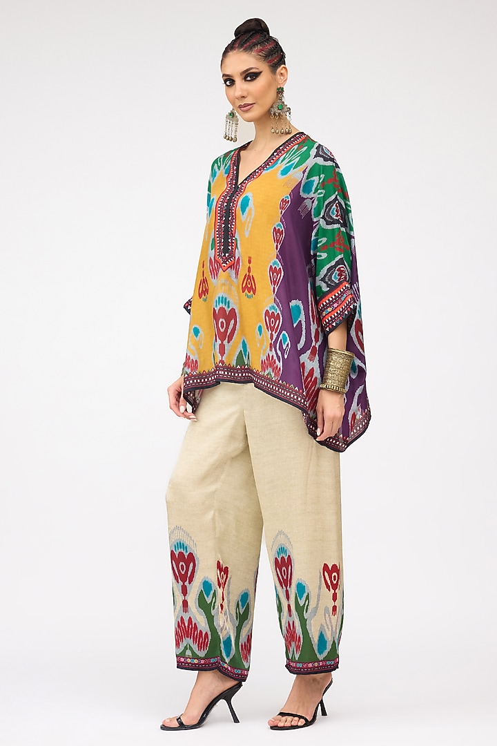 Multi-Colored Modal Satin Printed Pant by Rajdeep Ranawat at Pernia's Pop Up Shop