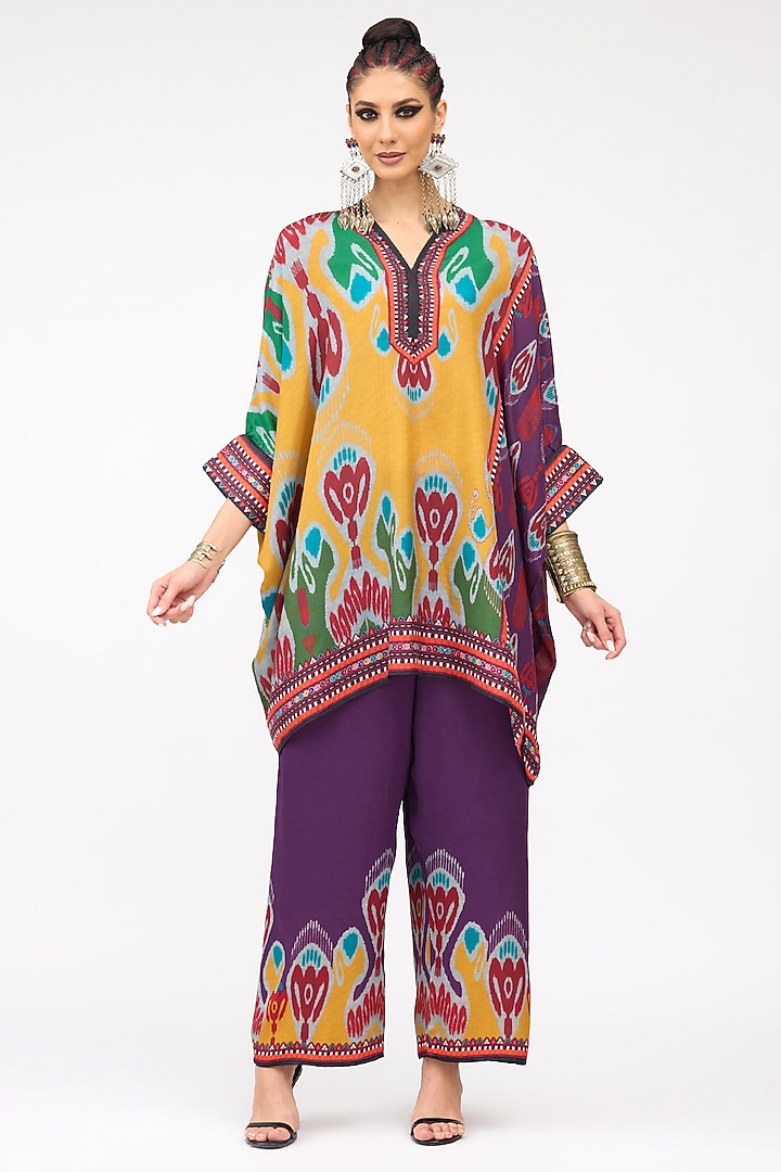 Multi-Colored Silk Band Collared Tunic by Rajdeep Ranawat at Pernia's Pop Up Shop