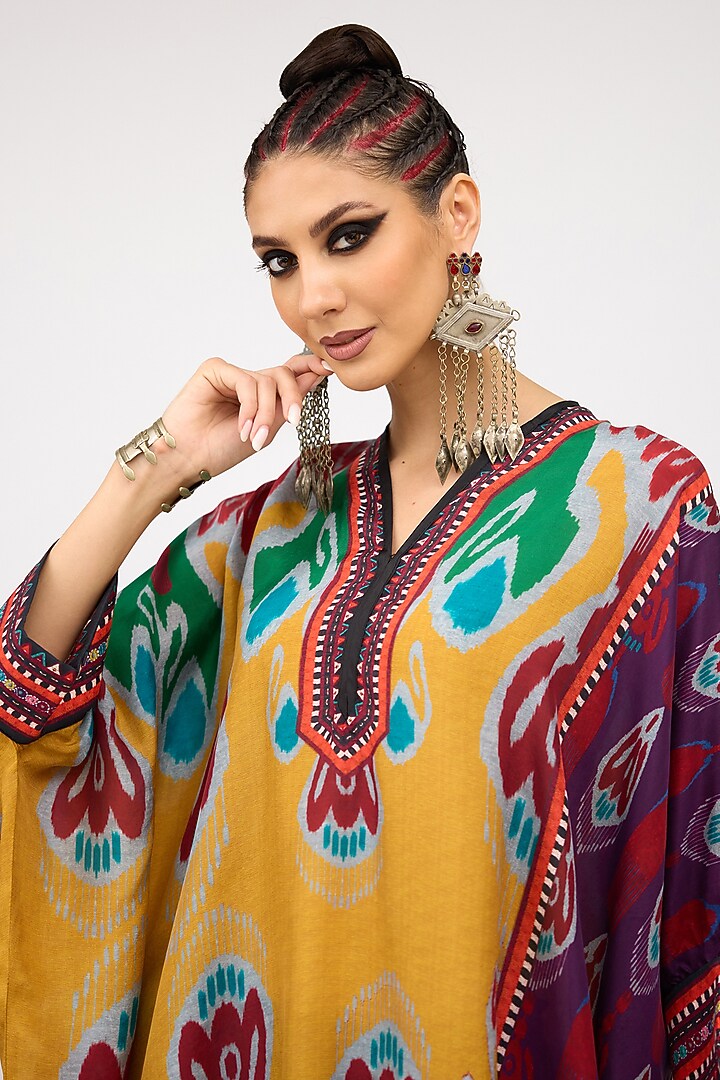 Multi-Colored Silk Band Collared Tunic by Rajdeep Ranawat at Pernia's Pop Up Shop