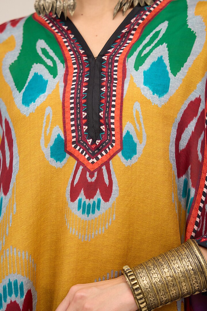 Multi-Colored Silk Band Collared Tunic by Rajdeep Ranawat at Pernia's Pop Up Shop