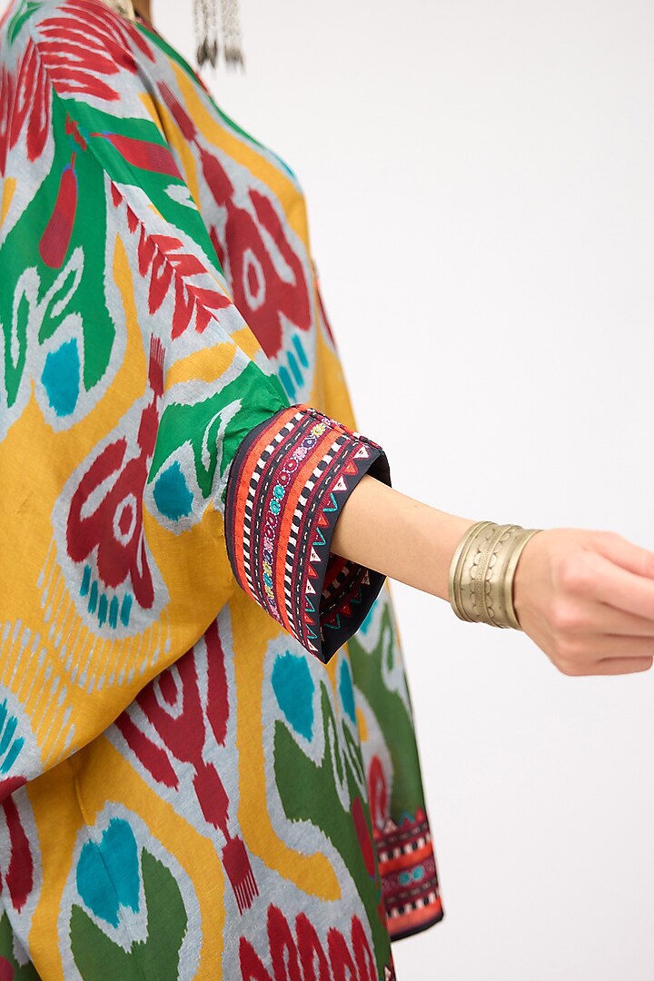 Multi-Colored Silk Band Collared Tunic by Rajdeep Ranawat at Pernia's Pop Up Shop