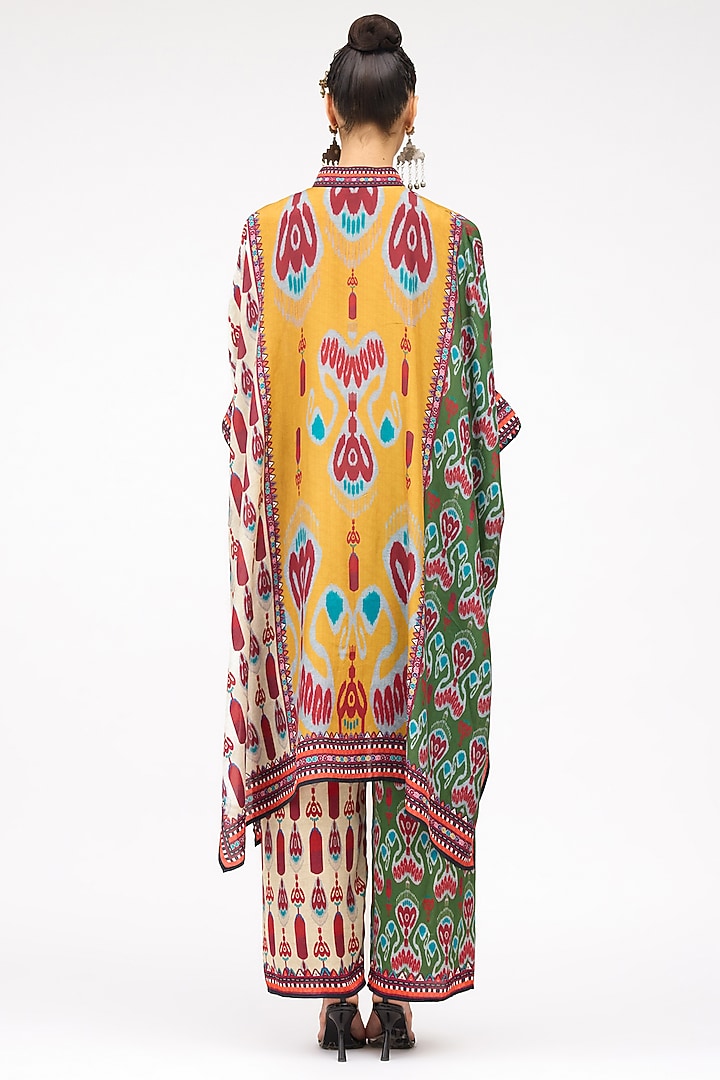 Mustard Silk Band Collared Tunic by Rajdeep Ranawat at Pernia's Pop Up Shop