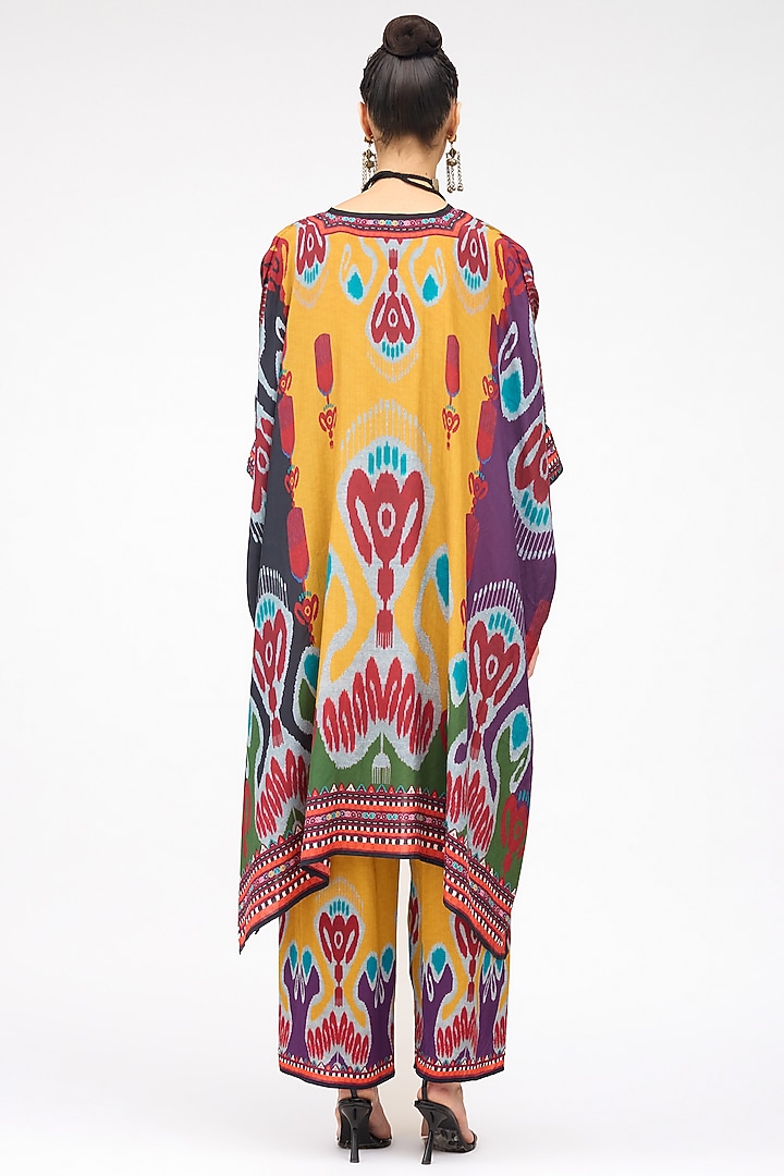 Mustard Silk Band Collared Tunic by Rajdeep Ranawat at Pernia's Pop Up Shop