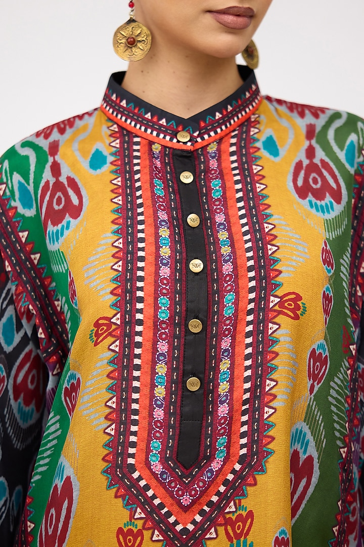 Mustard Silk Front Panel Tunic by Rajdeep Ranawat at Pernia's Pop Up Shop