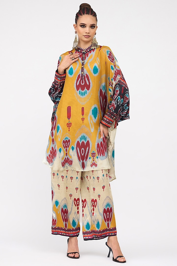 Mustard Silk Shirt Kurta by Rajdeep Ranawat at Pernia's Pop Up Shop