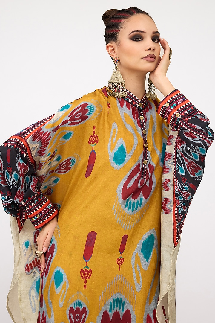 Mustard Silk Shirt Kurta by Rajdeep Ranawat at Pernia's Pop Up Shop