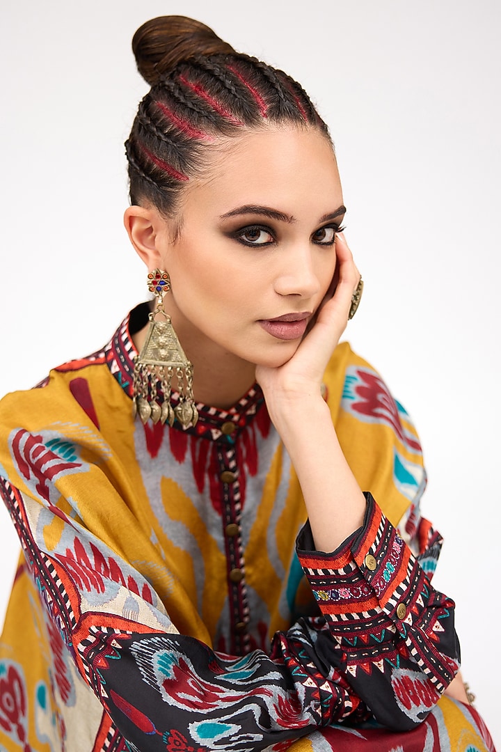 Mustard Silk Shirt Kurta by Rajdeep Ranawat at Pernia's Pop Up Shop