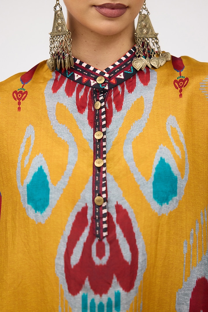 Mustard Silk Shirt Kurta by Rajdeep Ranawat at Pernia's Pop Up Shop