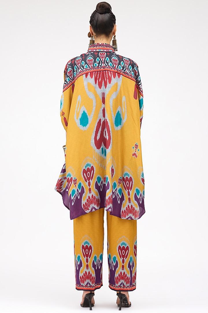 Mustard Silk Circular Gathered Shirt by Rajdeep Ranawat at Pernia's Pop Up Shop
