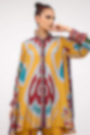 Mustard Silk Swing Back Tunic by Rajdeep Ranawat at Pernia's Pop Up Shop