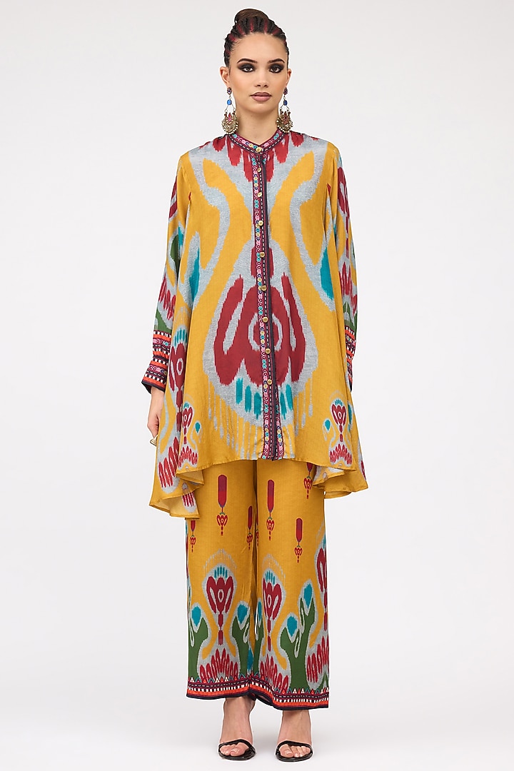Mustard Silk Swing Back Tunic by Rajdeep Ranawat at Pernia's Pop Up Shop