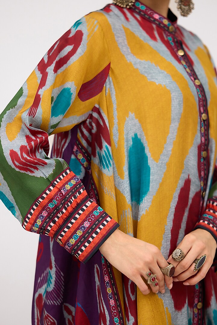 Mustard Silk Swing Back Tunic by Rajdeep Ranawat at Pernia's Pop Up Shop