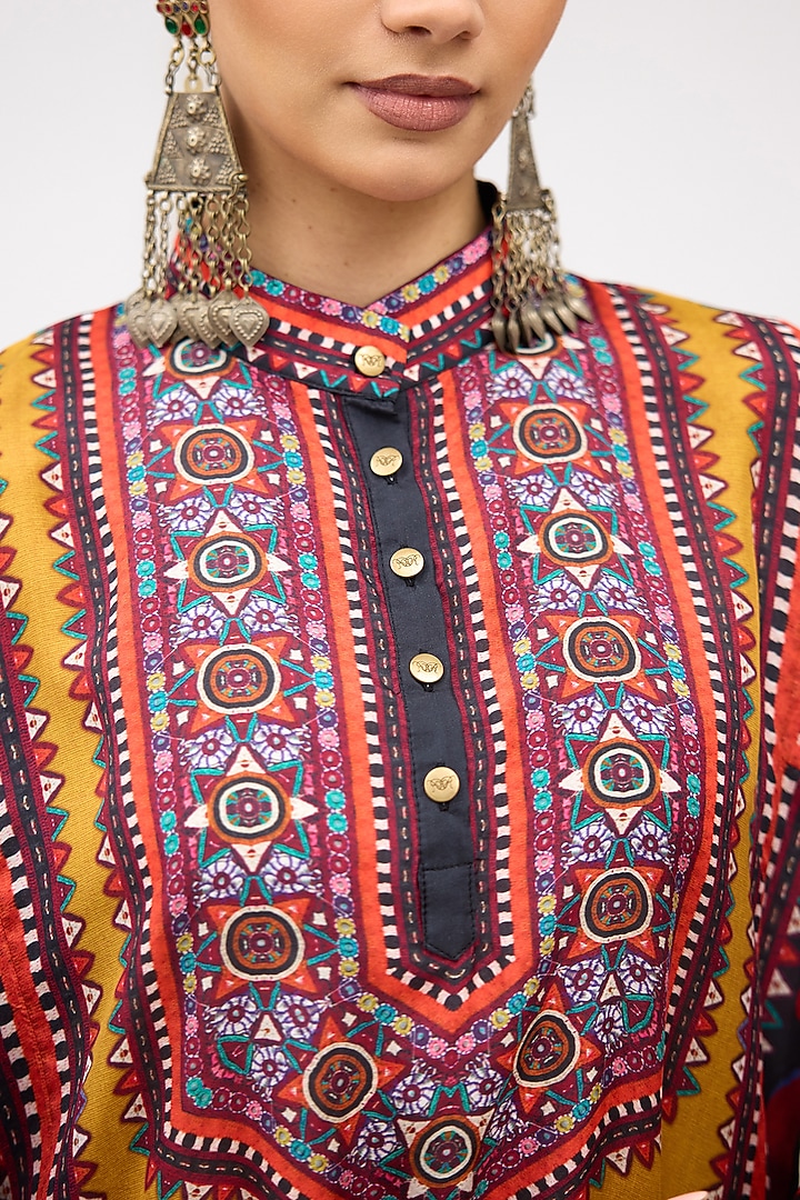 Mustard Silk Front Panel Tunic by Rajdeep Ranawat at Pernia's Pop Up Shop