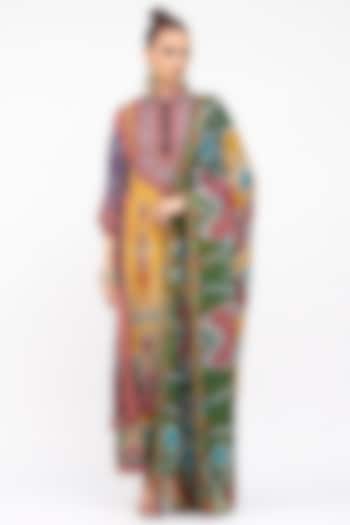 Mustard Silk Chiffon Printed Dupatta by Rajdeep Ranawat at Pernia's Pop Up Shop