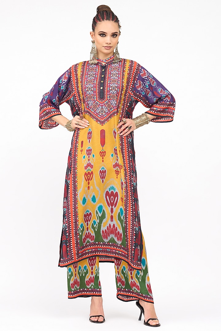 Multi-Colored Modal Satin Printed Pant by Rajdeep Ranawat at Pernia's Pop Up Shop