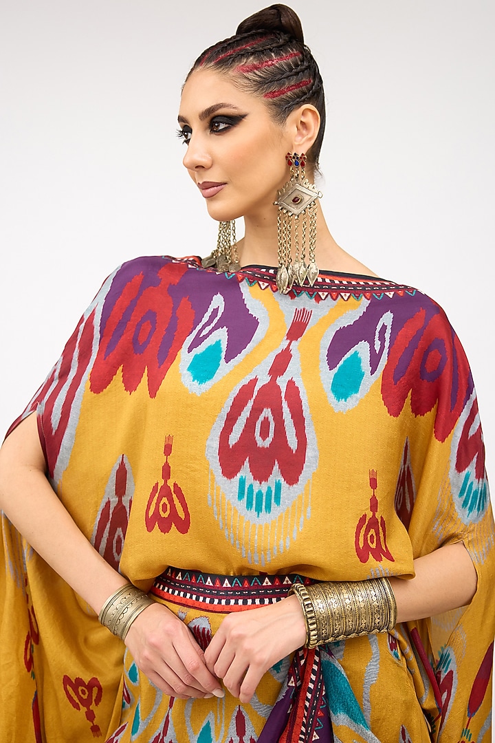 Multi-Colored Silk Printed Side Tuck-Up Skirt Set by Rajdeep Ranawat at Pernia's Pop Up Shop