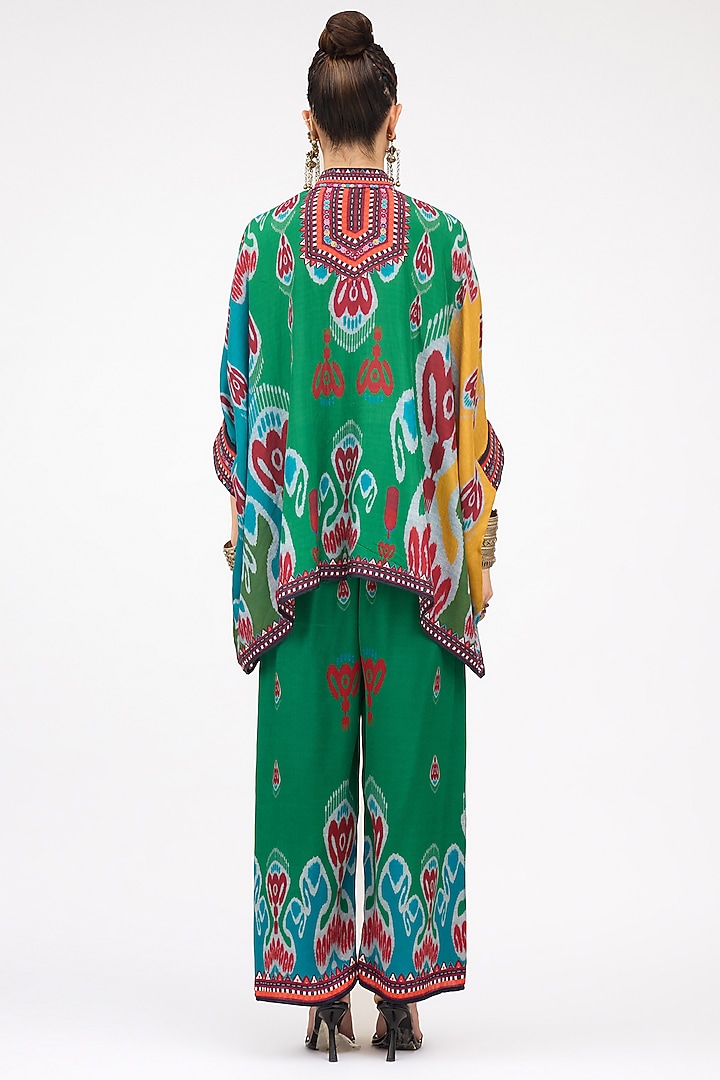 Green Silk Band Collared Tunic by Rajdeep Ranawat at Pernia's Pop Up Shop