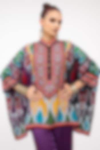 Purple Silk Band Collar Tunic by Rajdeep Ranawat at Pernia's Pop Up Shop