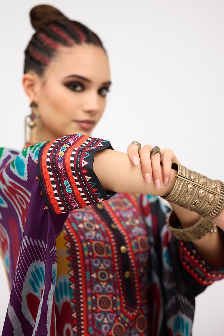 Purple Silk Band Collar Tunic by Rajdeep Ranawat at Pernia's Pop Up Shop