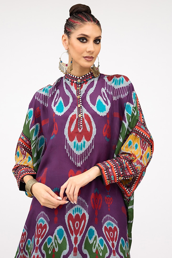 Purple Silk Placket Shirt Kurta by Rajdeep Ranawat at Pernia's Pop Up Shop