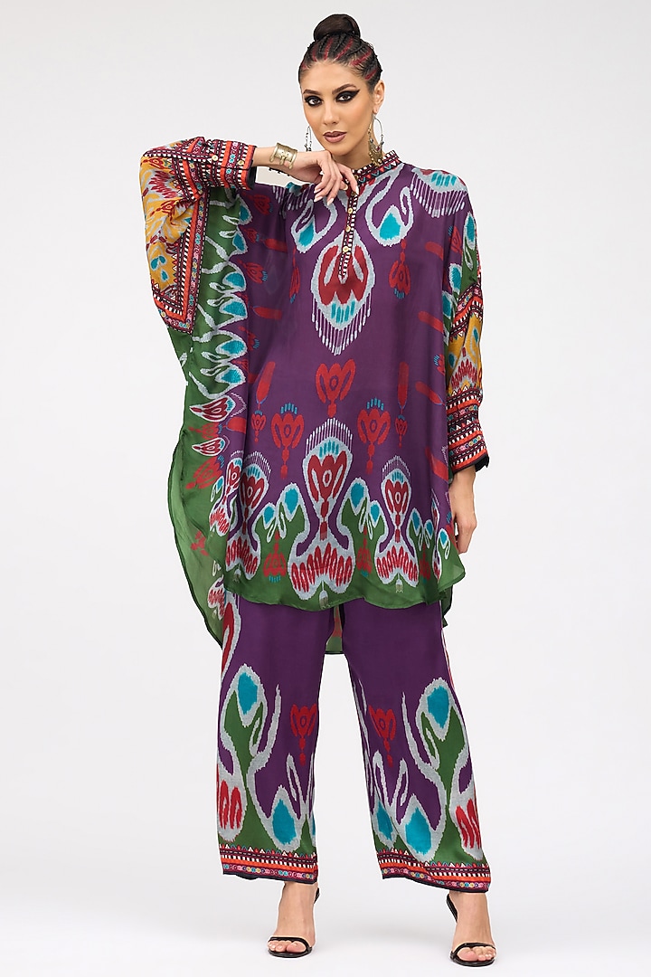Purple Silk Placket Shirt Kurta by Rajdeep Ranawat at Pernia's Pop Up Shop
