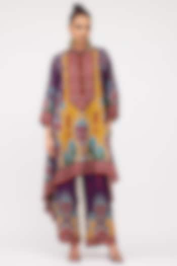 Purple Silk Band Collar Tunic by Rajdeep Ranawat at Pernia's Pop Up Shop