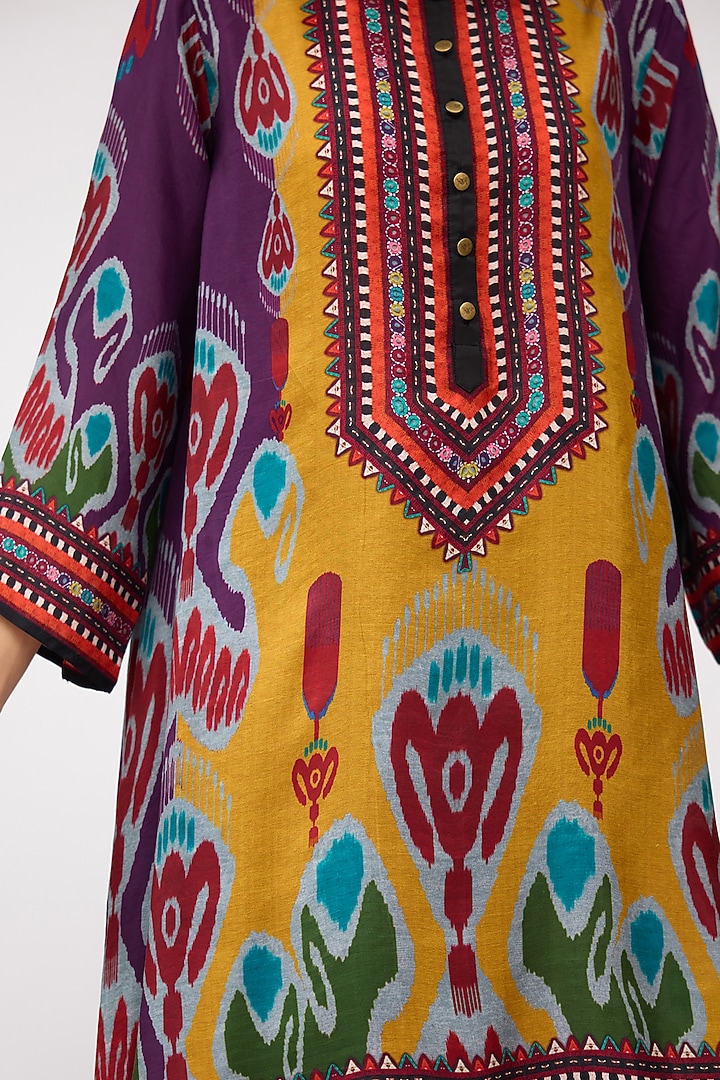Purple Silk Band Collar Tunic by Rajdeep Ranawat at Pernia's Pop Up Shop