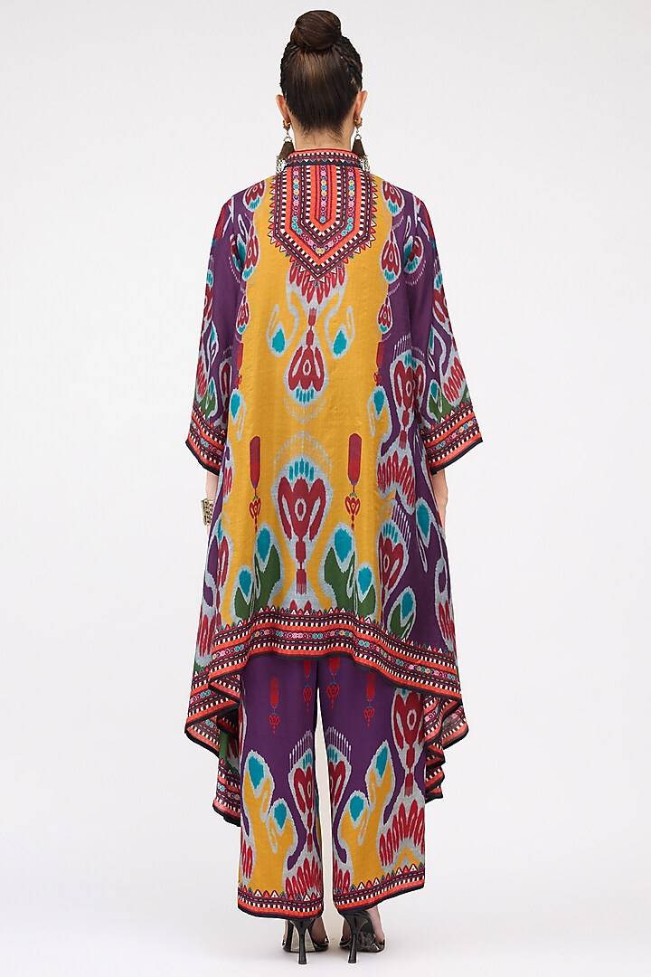 Purple Modal Satin Printed Pants by Rajdeep Ranawat at Pernia's Pop Up Shop