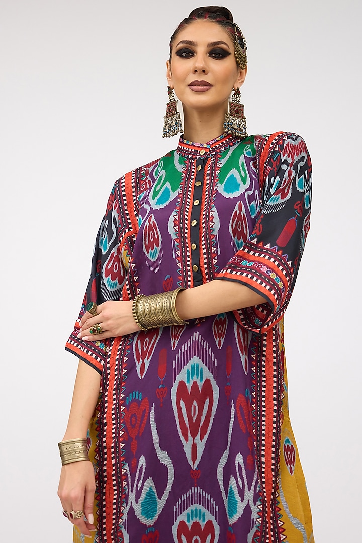Purple Silk Front Panel Tunic by Rajdeep Ranawat at Pernia's Pop Up Shop
