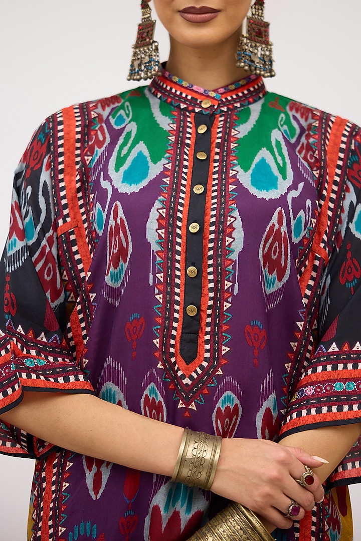 Purple Silk Front Panel Tunic by Rajdeep Ranawat at Pernia's Pop Up Shop