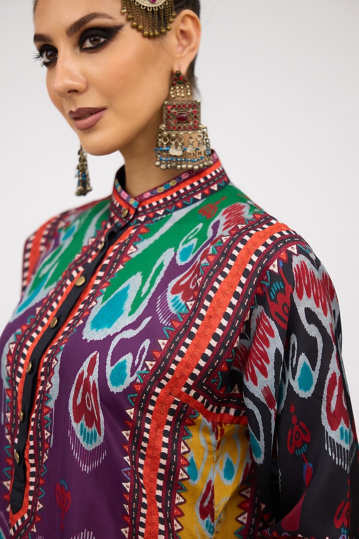 Purple Silk Front Panel Tunic by Rajdeep Ranawat at Pernia's Pop Up Shop