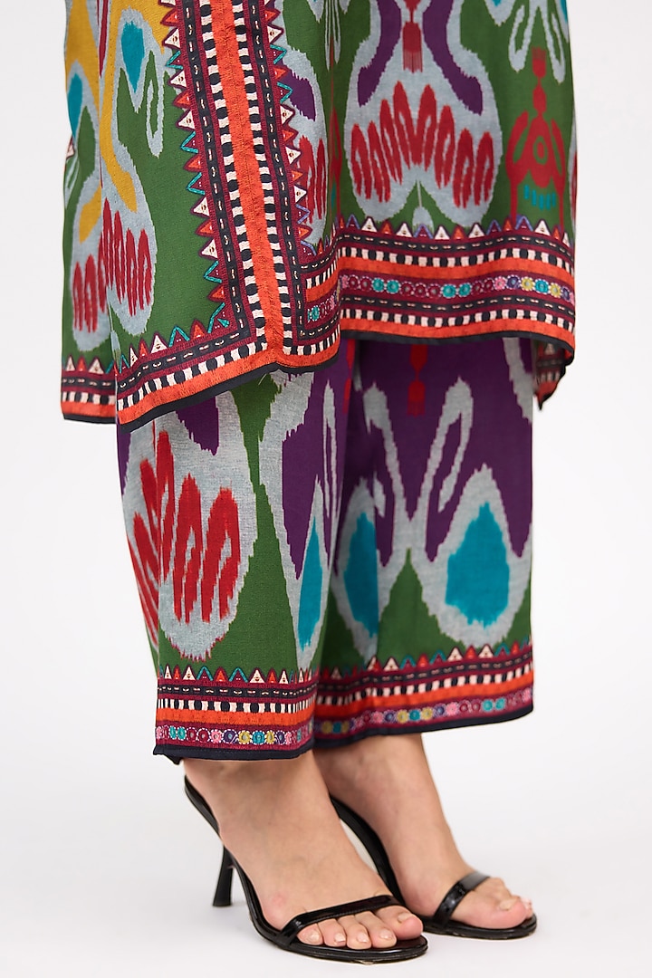 Purple Modal Satin Printed Pants by Rajdeep Ranawat at Pernia's Pop Up Shop