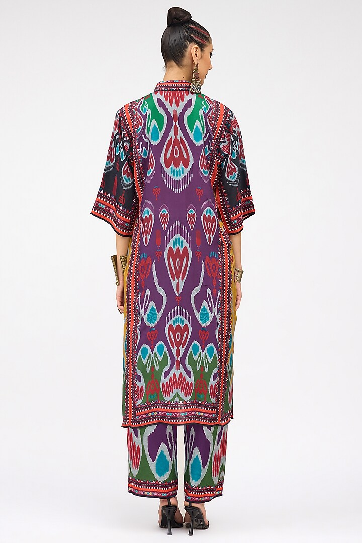 Purple Modal Satin Printed Pants by Rajdeep Ranawat at Pernia's Pop Up Shop