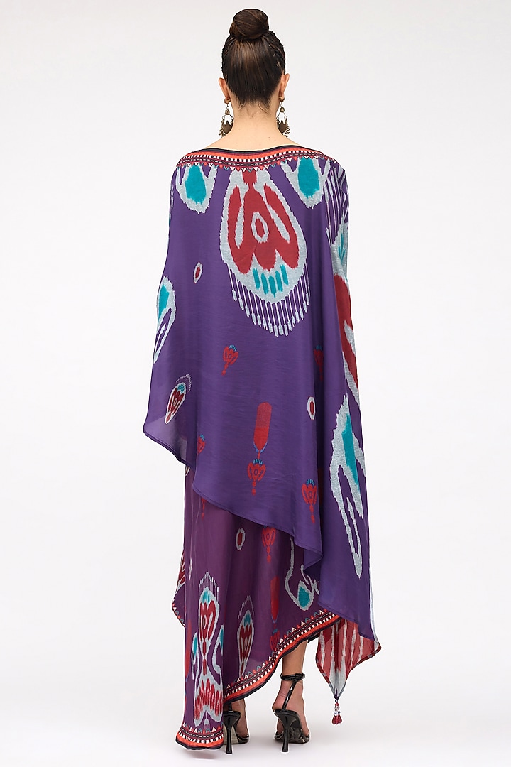 Purple Silk Printed Side Tuck-Up Skirt Set by Rajdeep Ranawat at Pernia's Pop Up Shop
