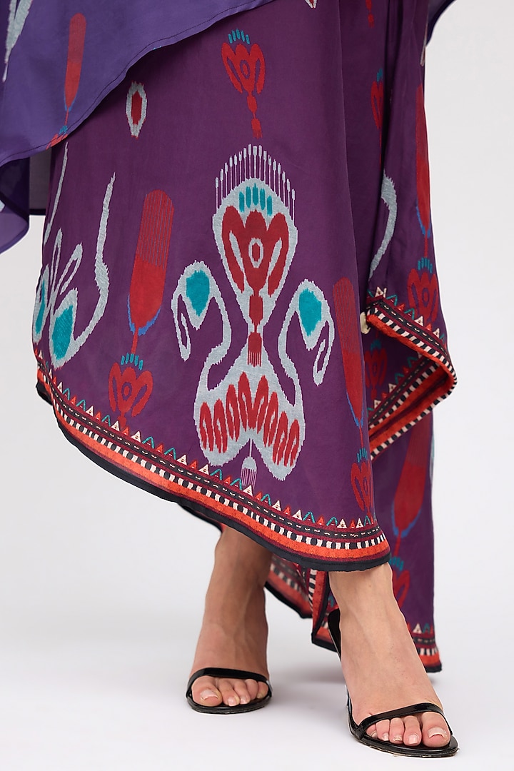Purple Silk Printed Side Tuck-Up Skirt Set by Rajdeep Ranawat at Pernia's Pop Up Shop