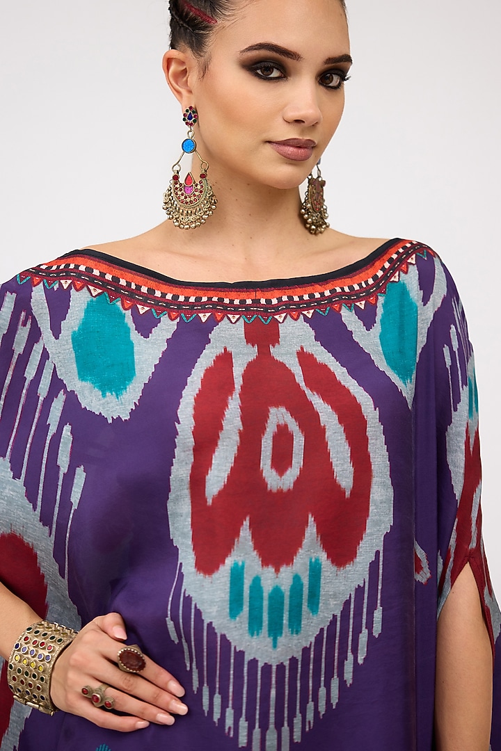 Purple Silk Printed Side Tuck-Up Skirt Set by Rajdeep Ranawat at Pernia's Pop Up Shop