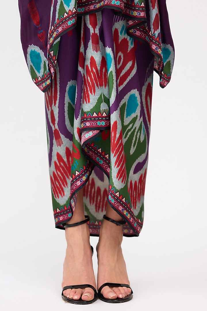 Purple Silk V-Neck Short Kaftan by Rajdeep Ranawat at Pernia's Pop Up Shop