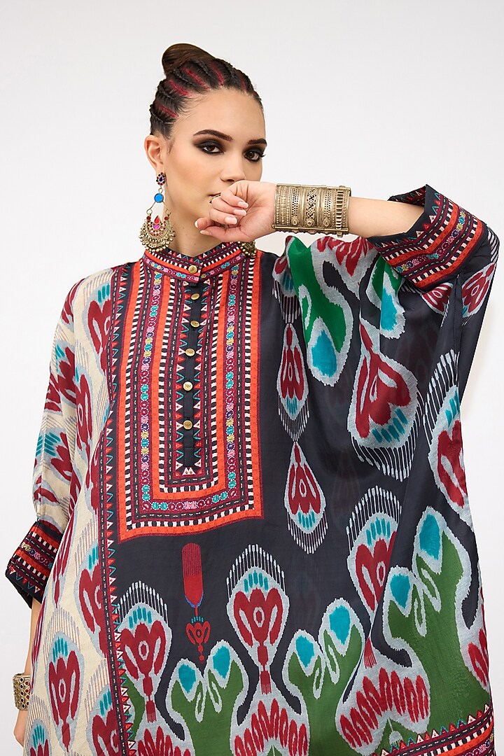 Multi-Colored Silk Band Collared Tunic by Rajdeep Ranawat at Pernia's Pop Up Shop