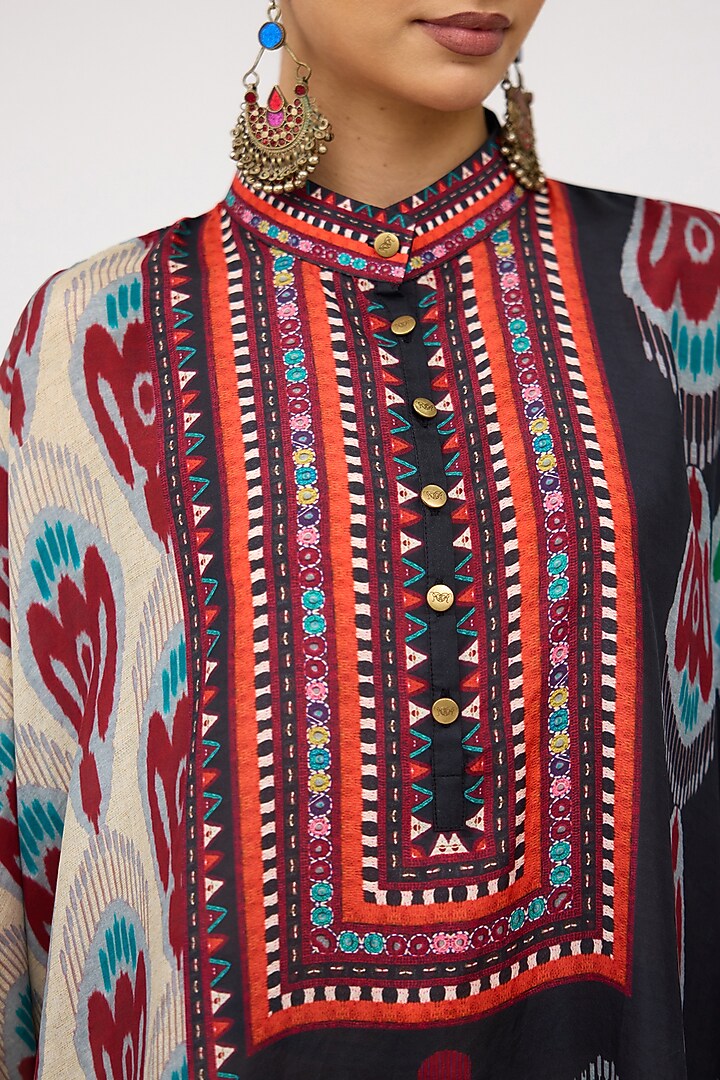 Multi-Colored Silk Band Collared Tunic by Rajdeep Ranawat at Pernia's Pop Up Shop