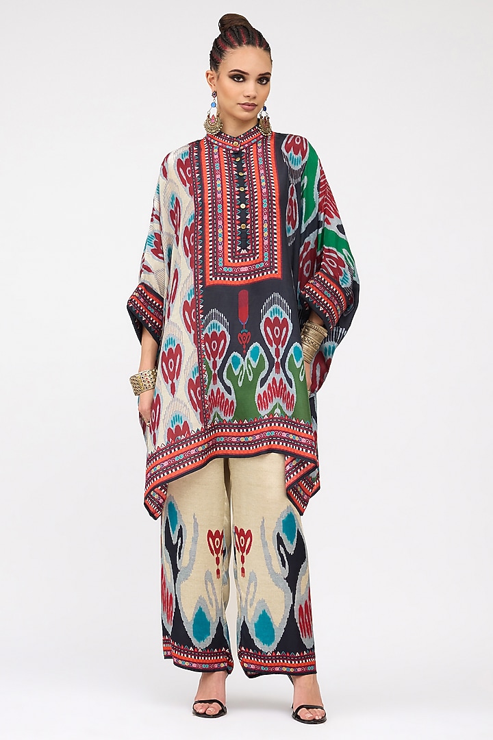 Multi-Colored Modal Satin Printed Pants by Rajdeep Ranawat at Pernia's Pop Up Shop