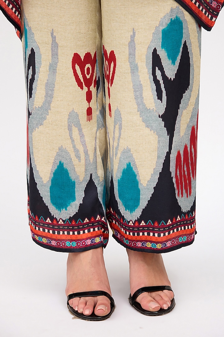 Multi-Colored Modal Satin Printed Pants by Rajdeep Ranawat at Pernia's Pop Up Shop
