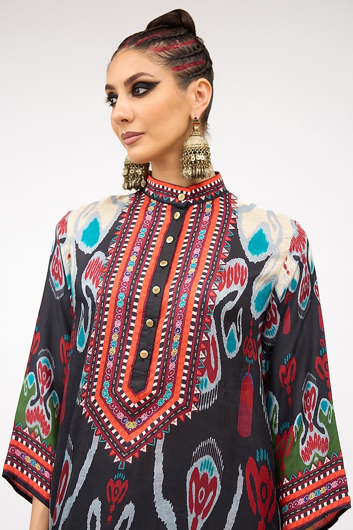 Multi-Colored Silk Band Collared Draped Tunic by Rajdeep Ranawat at Pernia's Pop Up Shop