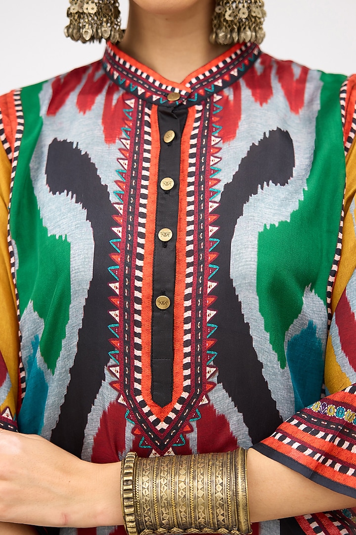 Multi-Colored Silk Front Paneled Tunic by Rajdeep Ranawat at Pernia's Pop Up Shop