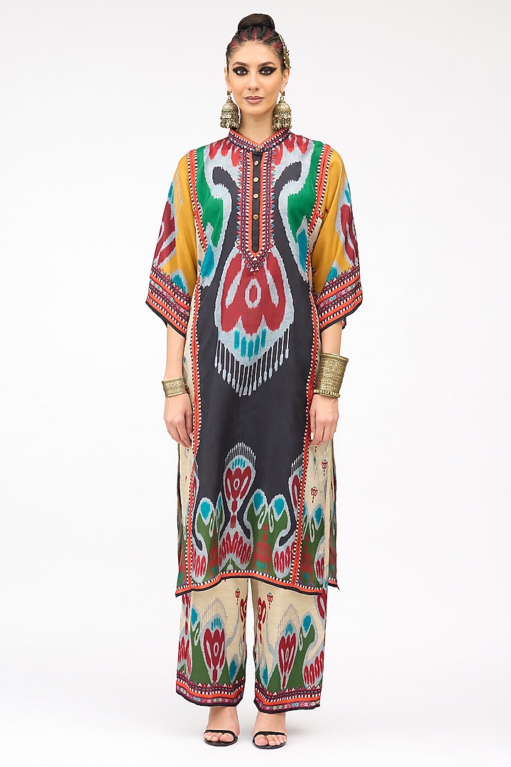 Multi-Colored Modal Satin Printed Pants by Rajdeep Ranawat at Pernia's Pop Up Shop