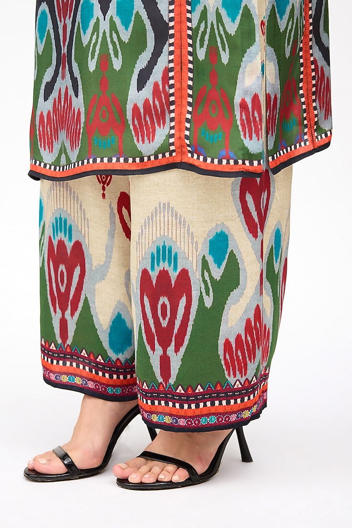 Multi-Colored Modal Satin Printed Pants by Rajdeep Ranawat at Pernia's Pop Up Shop