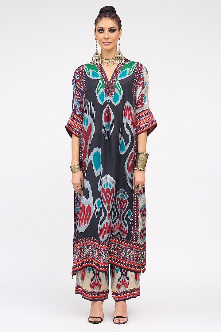 Multi-Colored Modal Satin Printed Pants by Rajdeep Ranawat at Pernia's Pop Up Shop