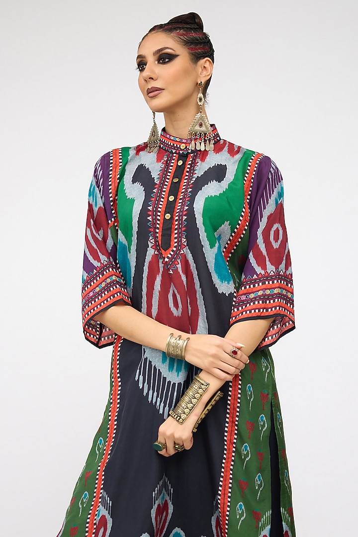 Multi-Colored Silk Front Panel Tunic by Rajdeep Ranawat at Pernia's Pop Up Shop