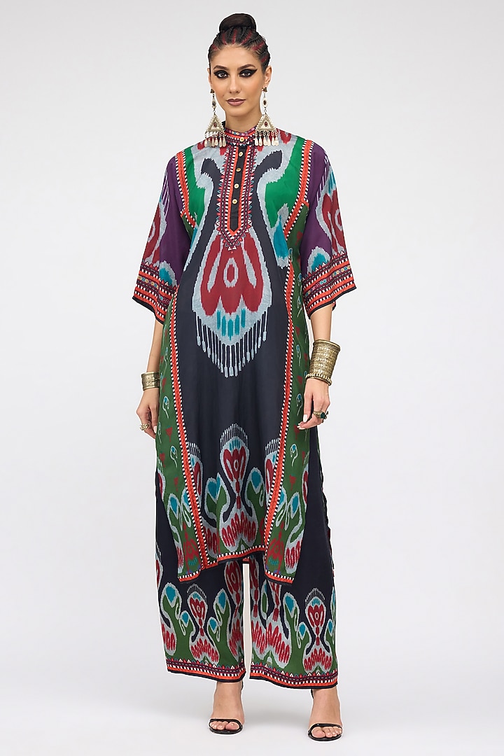 Multi-Colored Modal Satin Printed Pants by Rajdeep Ranawat at Pernia's Pop Up Shop