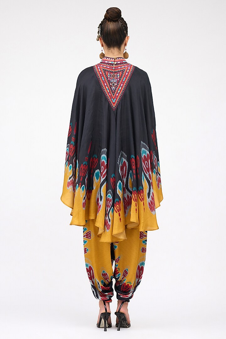 Multi-Colored Silk Chiffon V-Neck Circular Vacation Dress by Rajdeep Ranawat at Pernia's Pop Up Shop