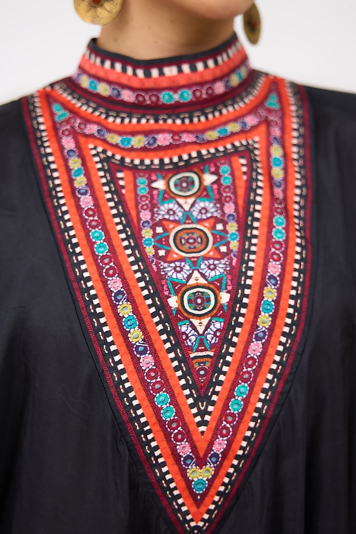 Multi-Colored Silk Chiffon V-Neck Circular Vacation Dress by Rajdeep Ranawat at Pernia's Pop Up Shop